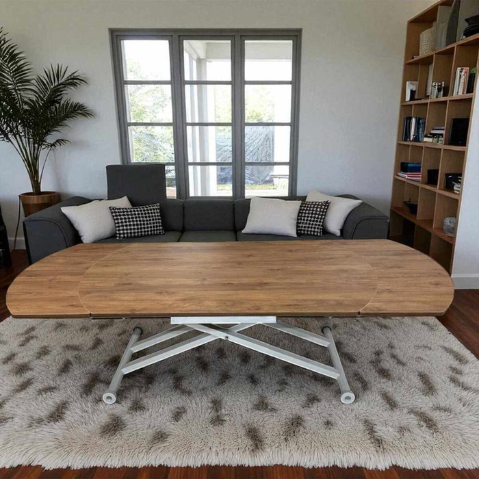 Hanah Home Mesa de Comedor Extensible Yan Yari Oval - Nogal y Blanco